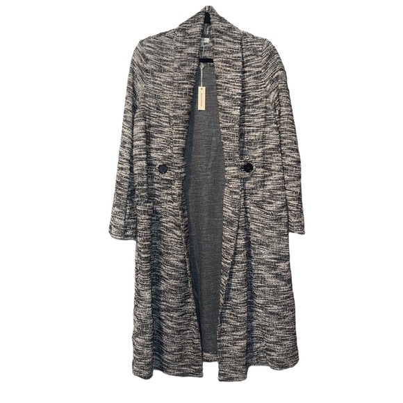 MAX STUDIO Black and White Knit Tweed Double Breasted Jacket M NWT - Picture 9 of 16